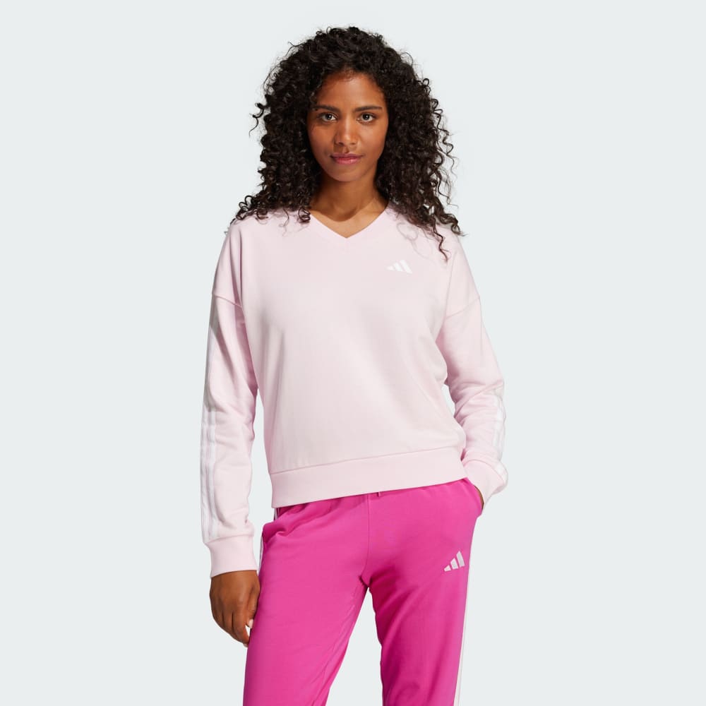 Essentials 3-Stripes French Terry V-neck Sweatshirt Adidas