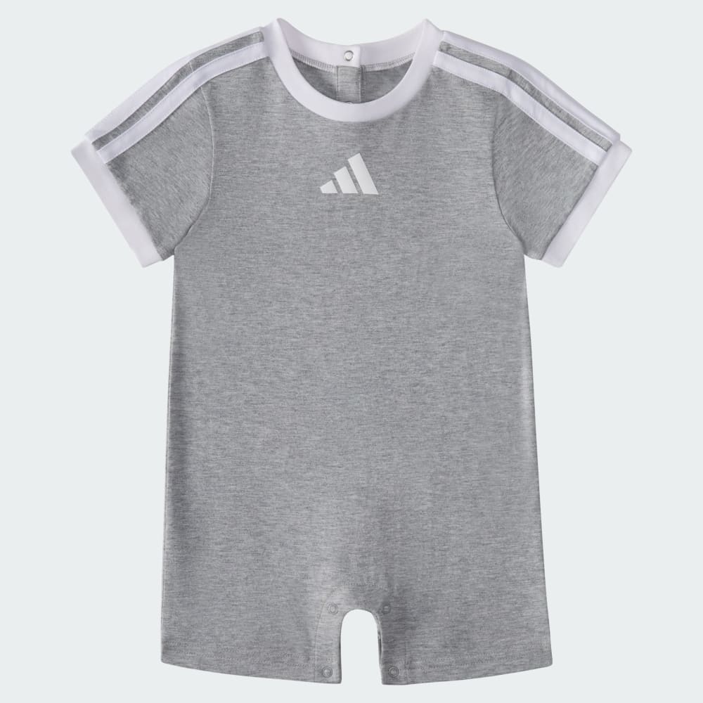 Short Sleeve 3-Stripes Logo Heather Romper Adidas