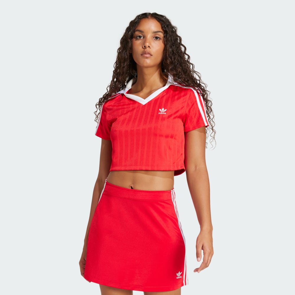 Adicolor Football Jacquard V-Neck Crop Polo Shirt Adidas Originals