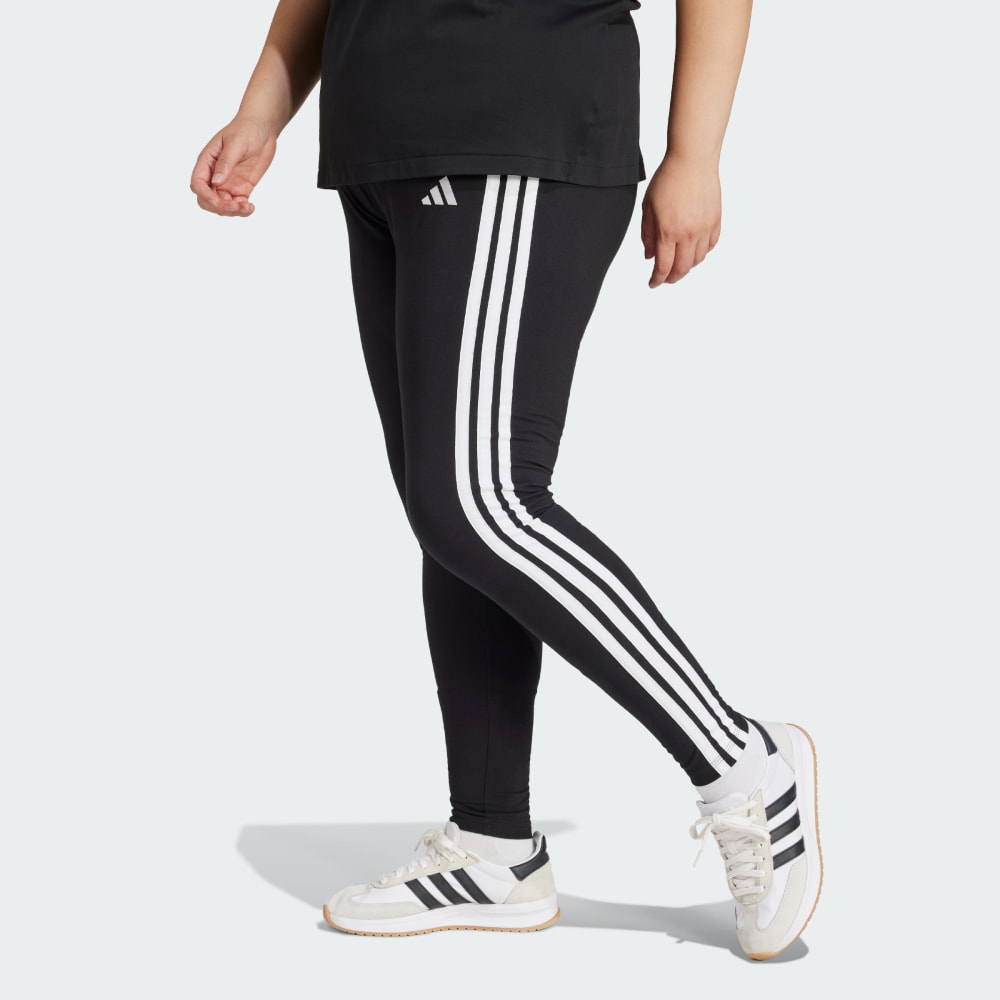 Essentials 3-Stripes Cotton Leggings (Plus Size) Adidas