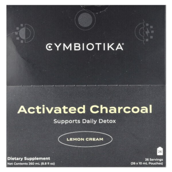 Activated Charcoal, Lemon Cream, 26 Pouches, 0.3 fl oz (10 ml) Each Cymbiotika