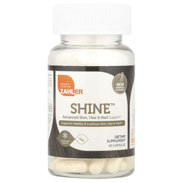 Shine™, 60 капсул для здоровья кожи, волос и ногтей, без глютена, молочных продуктов и сои Zahler