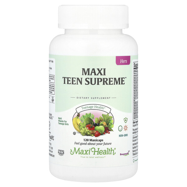 Мультивитамины Maxi Teen Supreme™ для девушек 120 MaxiCaps: поддержка здоровья подростков, иммунной системы и энергии Maxi Health