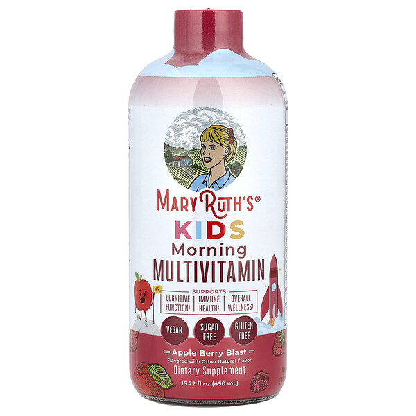 Kids Morning Multivitamin, Apple Berry Blast, 15.22 fl oz (450 ml) MaryRuth's