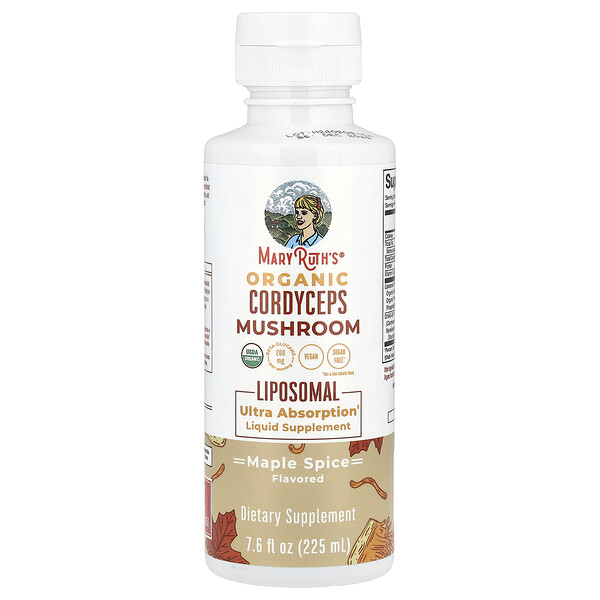 Organic Cordyceps Mushroom Liposomal, Maple Spice, 7.6 fl oz (225 ml) MaryRuth's