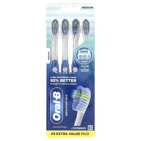 Indicator Max Toothbrush, Medium, 4 Pack Oral-B