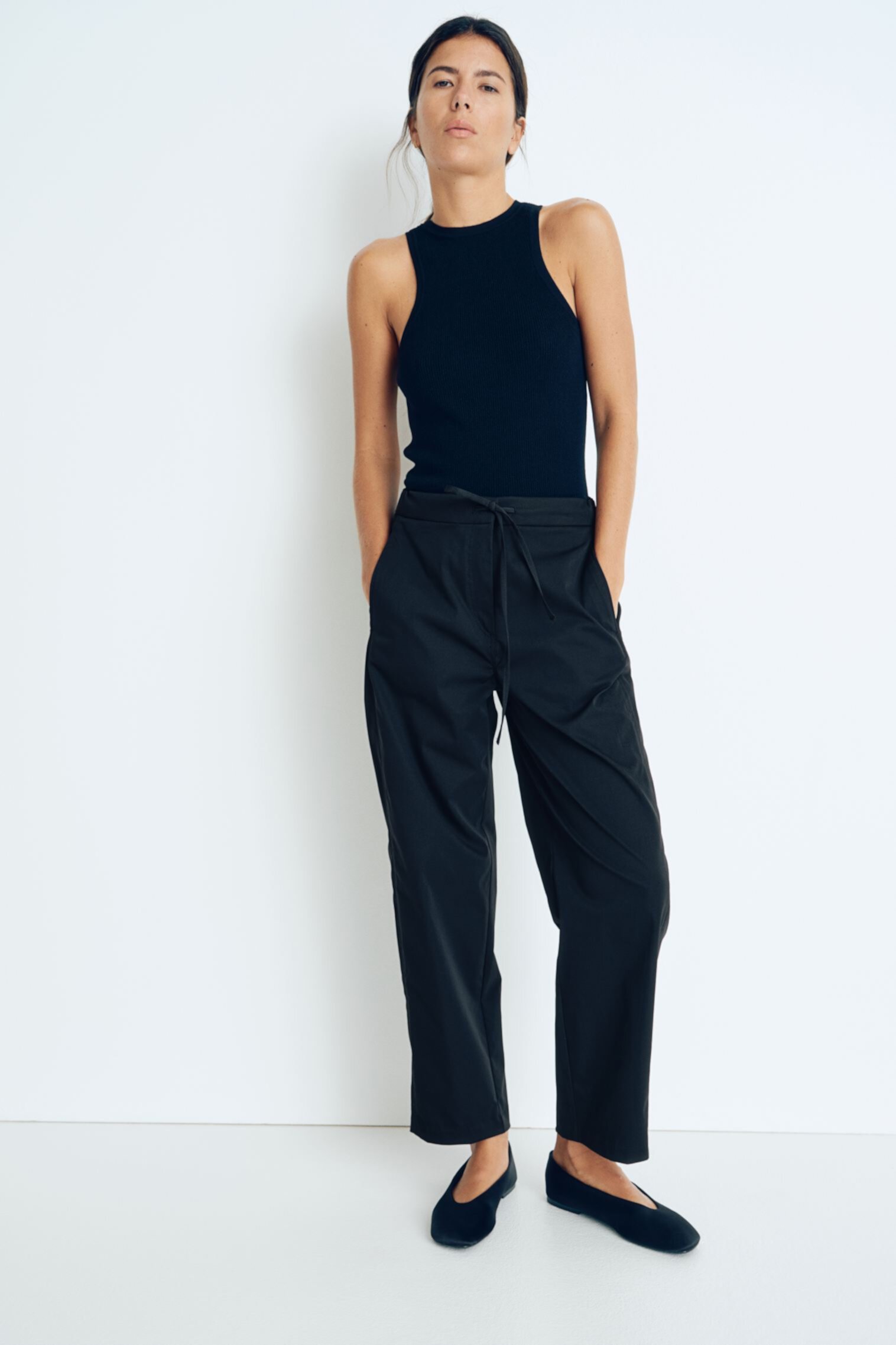 Ankle-Length Barrel-Leg Pants H&M