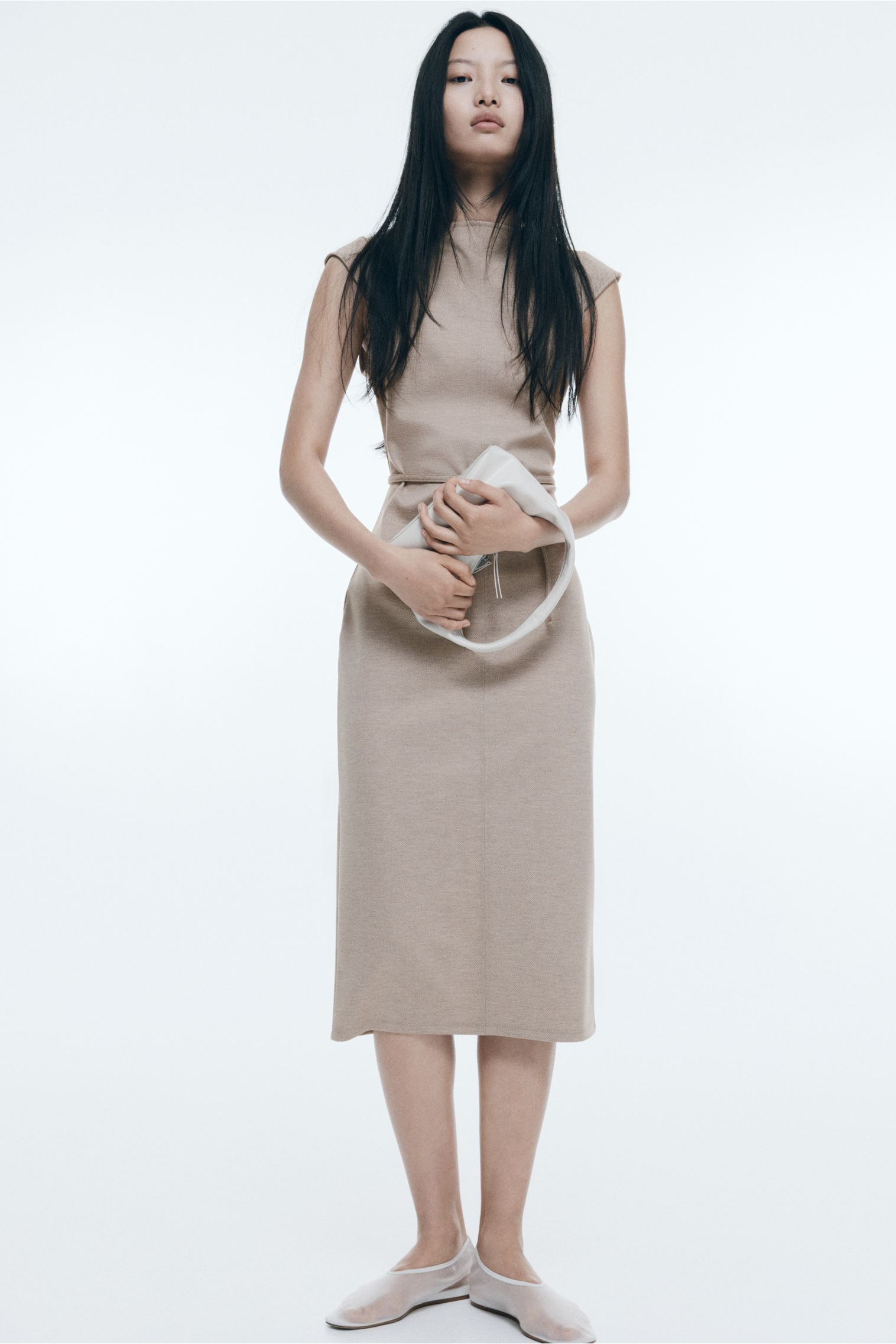 Belted cap-sleeved dress H&M