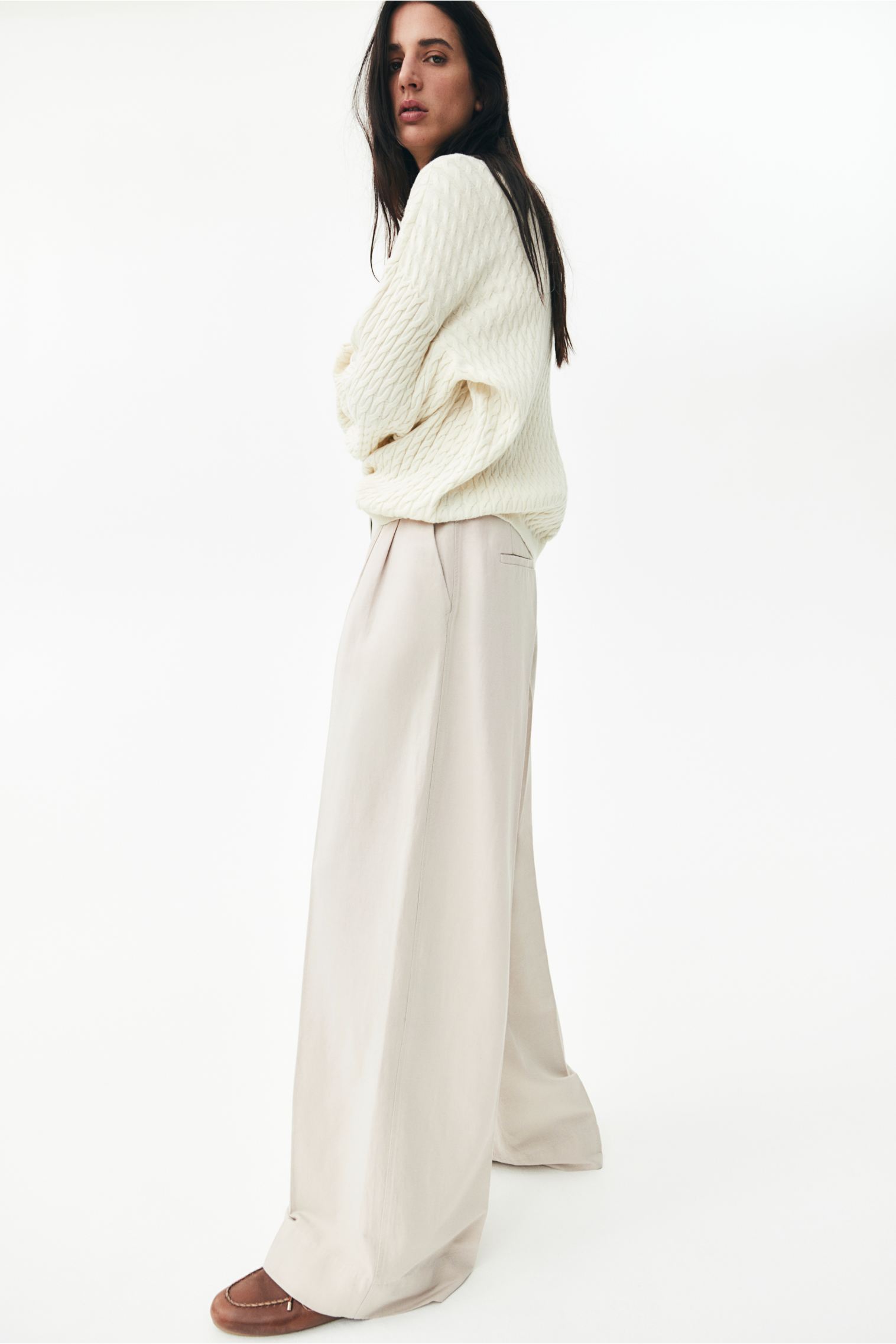 Wide-Leg Linen-Blend Pants H&M