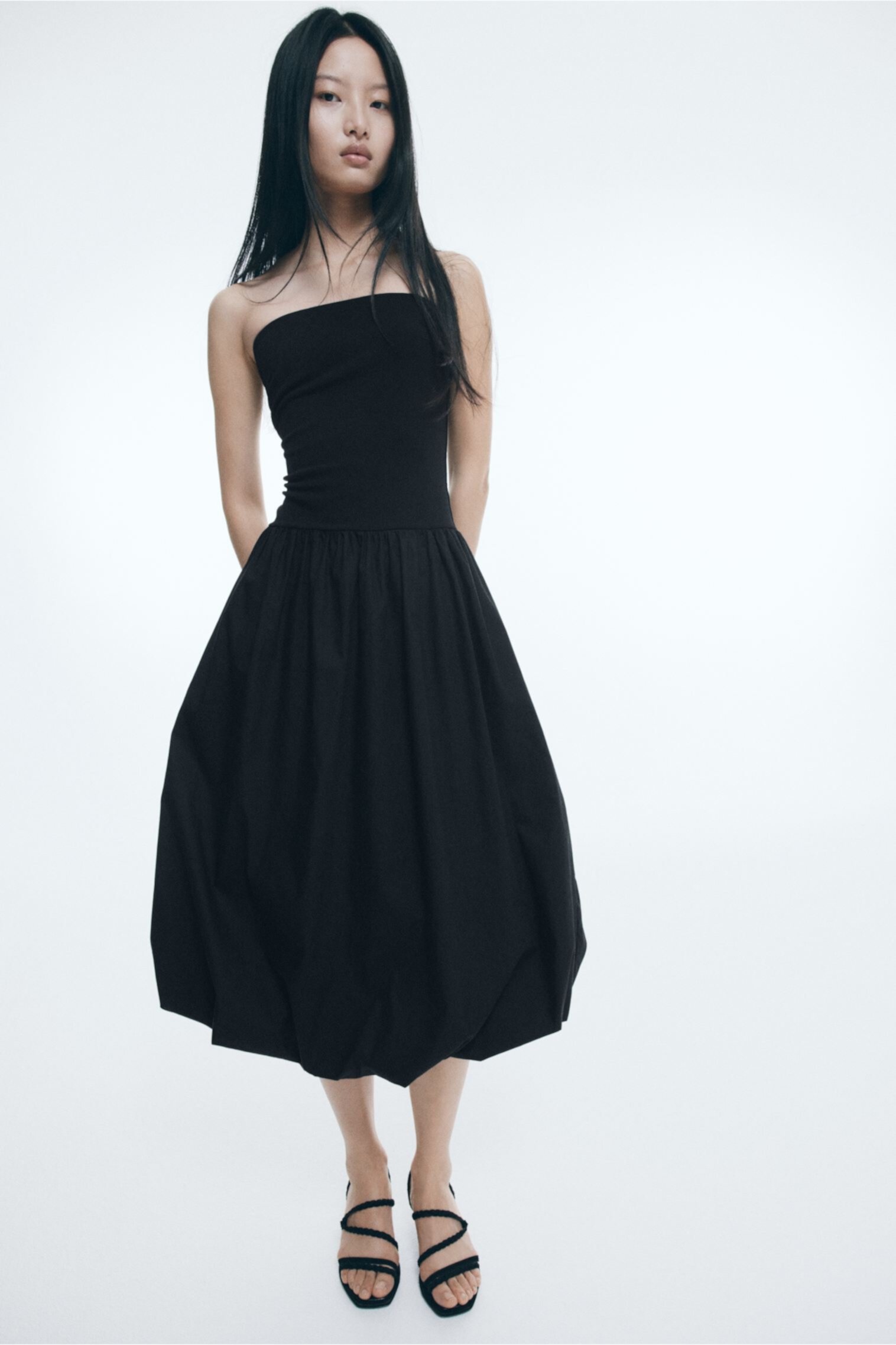 Bubble-Hem Bandeau Dress H&M