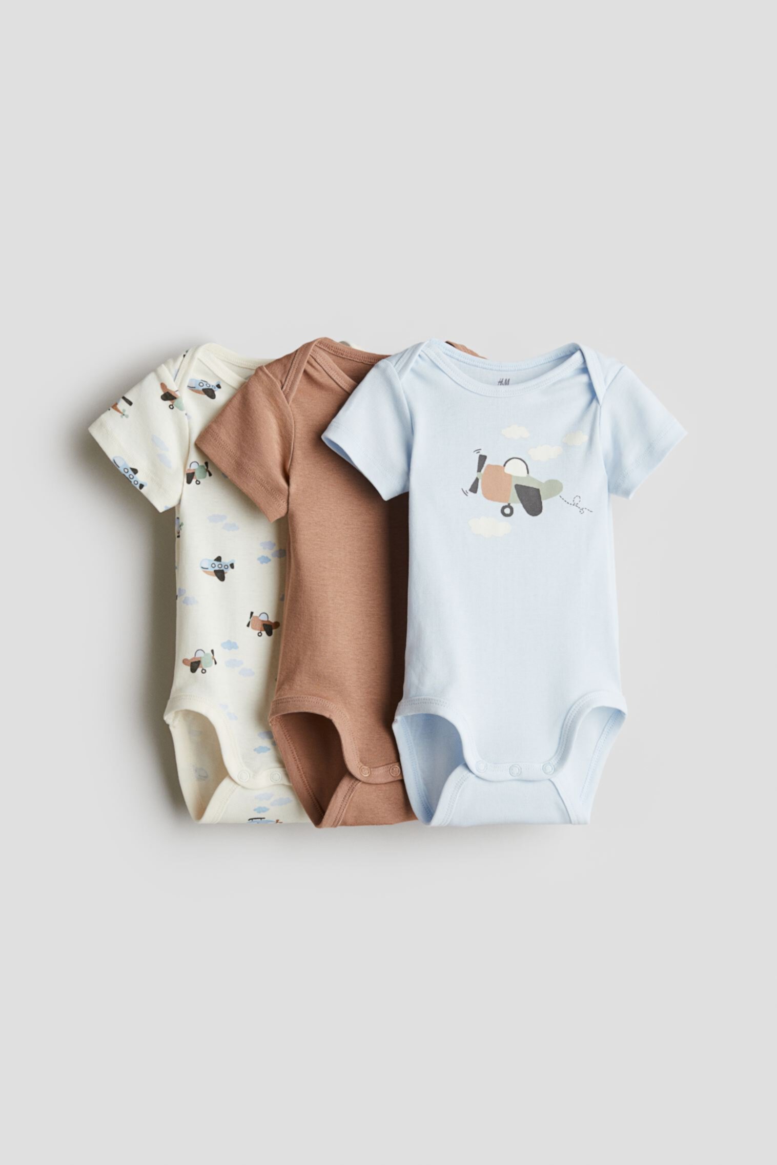 3-pack Cotton Bodysuits with Lap Shoulders H&M