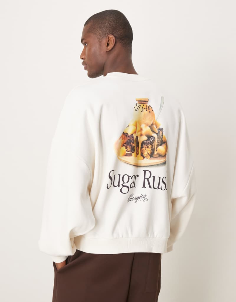 ASOS DESIGN extreme oversized boxy sweatshirt in off white with back print Asos Design