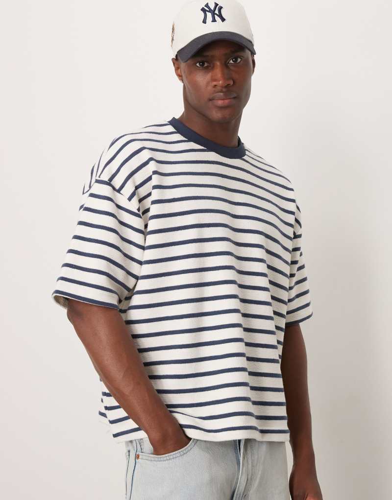 ASOS DESIGN Premium boxy oversized t-shirt in heavyweight 350gsm textured stripe Asos Design