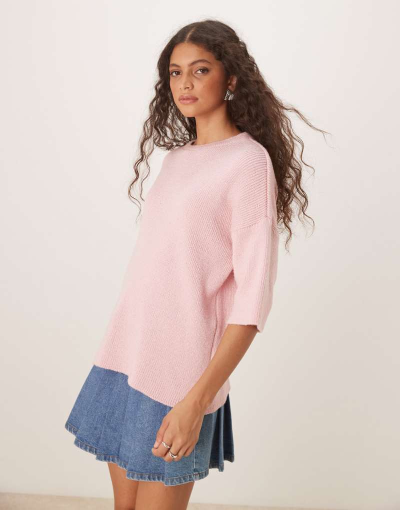 ASOS DESIGN knitted t shirt in pink Asos Design