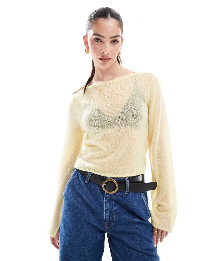 ASOS DESIGN crew neck sweater in loose knit in buttermilk Asos Design