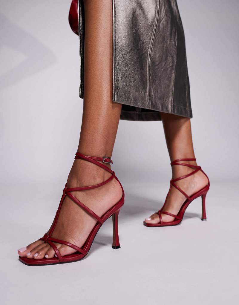 ASOS DESIGN Nobel caged high heeled sandals in red Asos Design