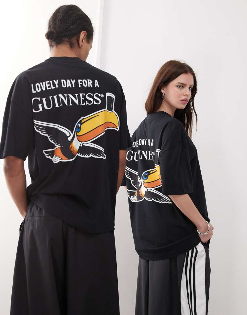 ASOS DESIGN unisex oversized licensed T-shirt with Guinness prints in black Asos Design