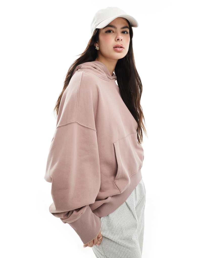 ASOS DESIGN oversized hoodie with high low hem in washed dusky pink Asos Design