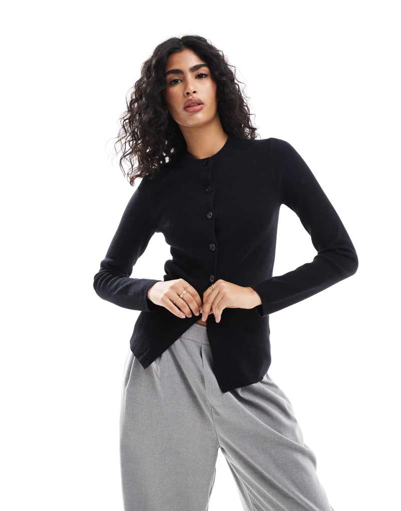 ASOS DESIGN crew neck longline cardigan in black Asos Design