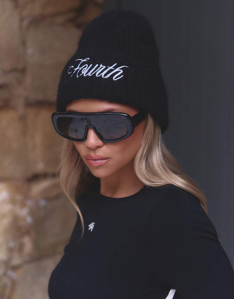 4th & Reckless x Felicia Wedin Apres Ski embroidered logo knit beanie in black 4Th & Reckless