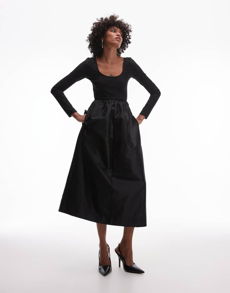 & Other Stories maxi dress with volume skirt in black & Other Stories