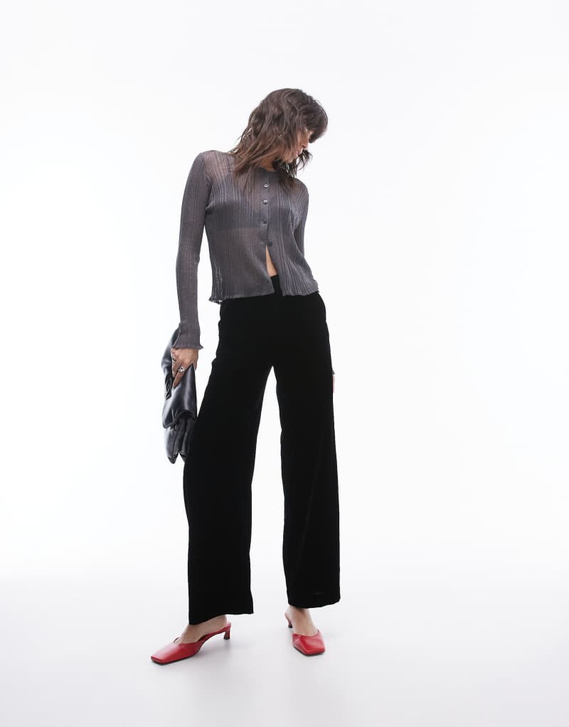 & Other Stories high waist velvet pants in black & Other Stories