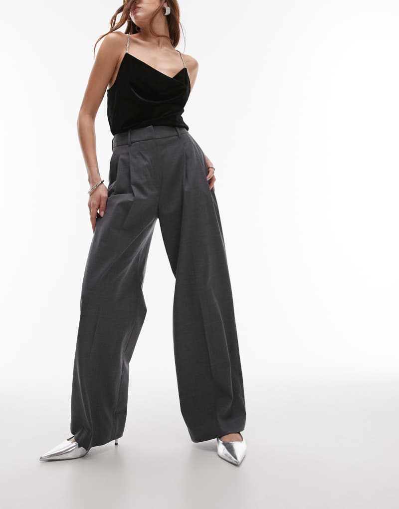 & Other Stories stretch wool blend tailored pants in gray & Other Stories