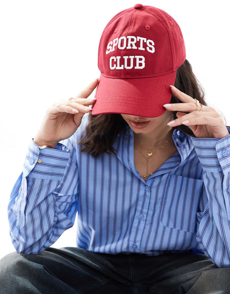 4th & Reckless sports club embroidered logo cap in red 4Th & Reckless