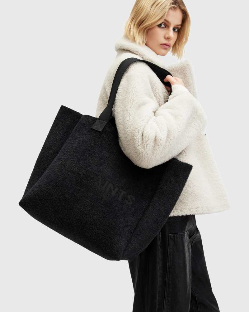 AllSaints IZZY FUZZY TOTE in black AllSaints