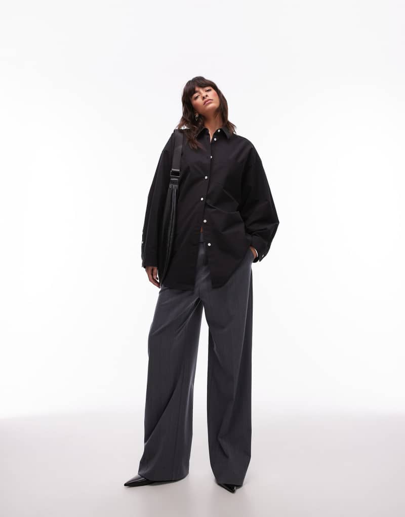 ARKET oversized structured shirt with batwing sleeves in black Arket