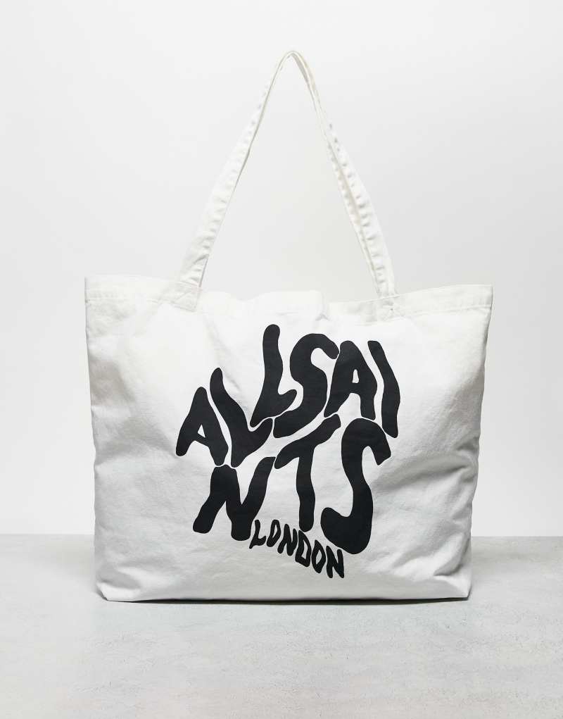 AllSaints Orlando logo tote bag in white AllSaints