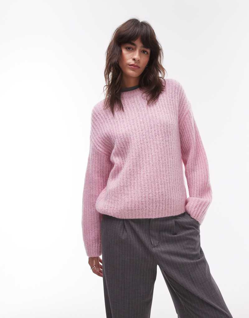 ARKET rich wool knit sweater with mohair in pink Arket