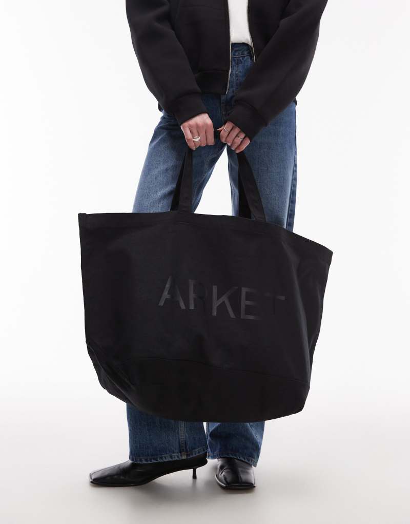 ARKET oversized canvas tote bag in black Arket