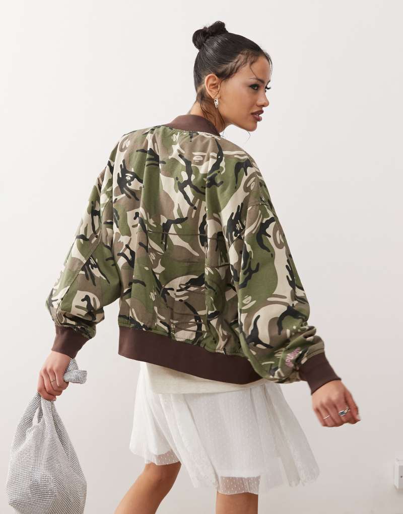 Aape By A Bathing Ape camo bomber jacket in khaki Aape By A Bathing Ape®