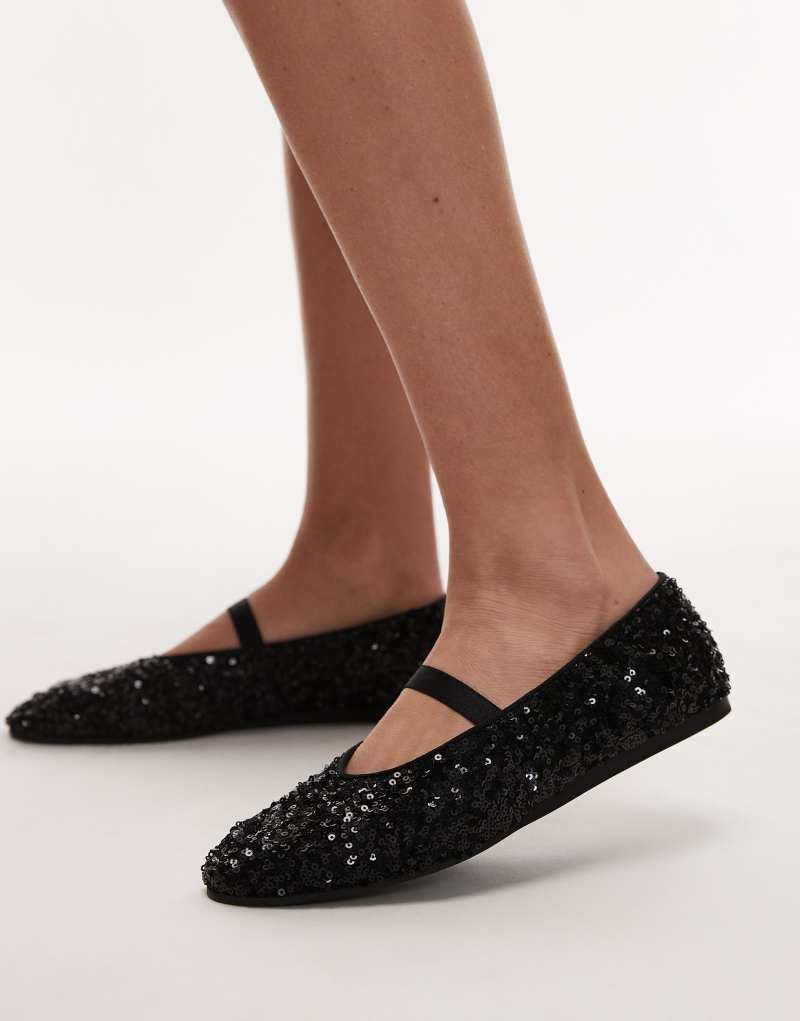 ARKET sequin ballerina pumps in black Arket