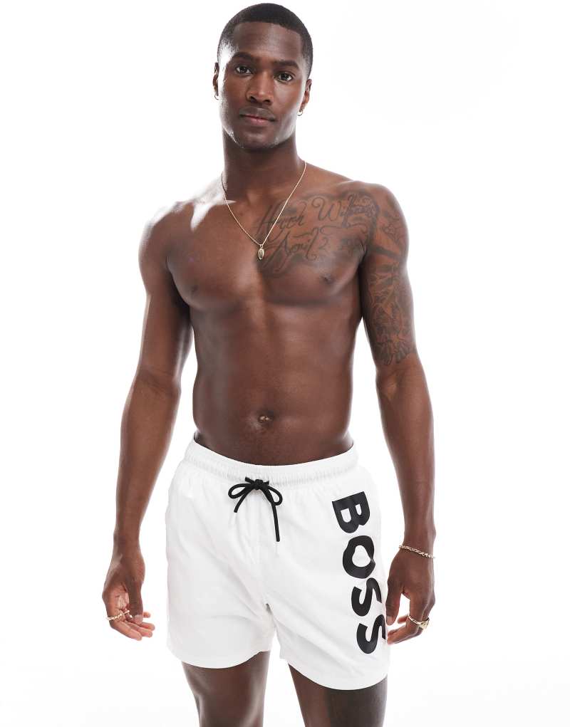 BOSS Octopus swim short in white Boss