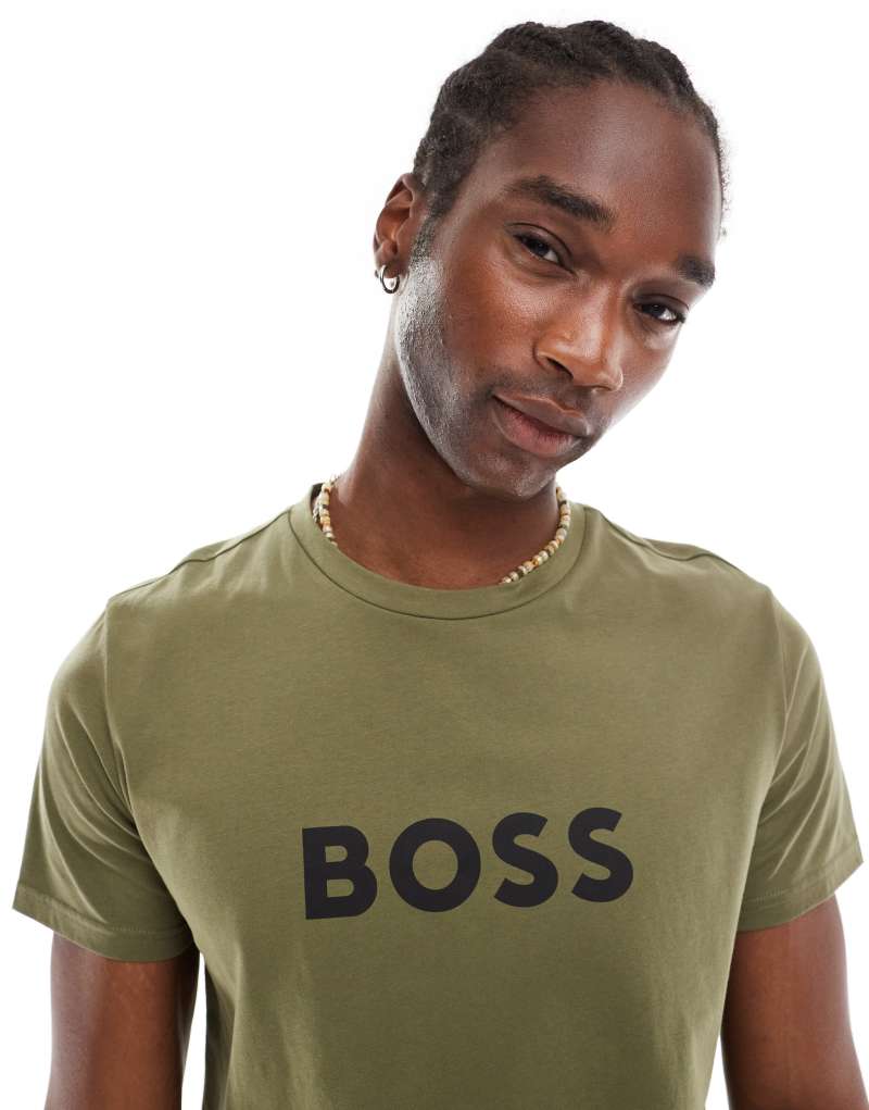 Boss beach t-shirt in khaki Boss