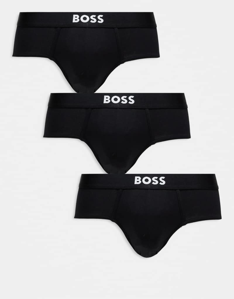 BOSS Bodywear 3-pack front icon logo hipster briefs in black BOSS Orange