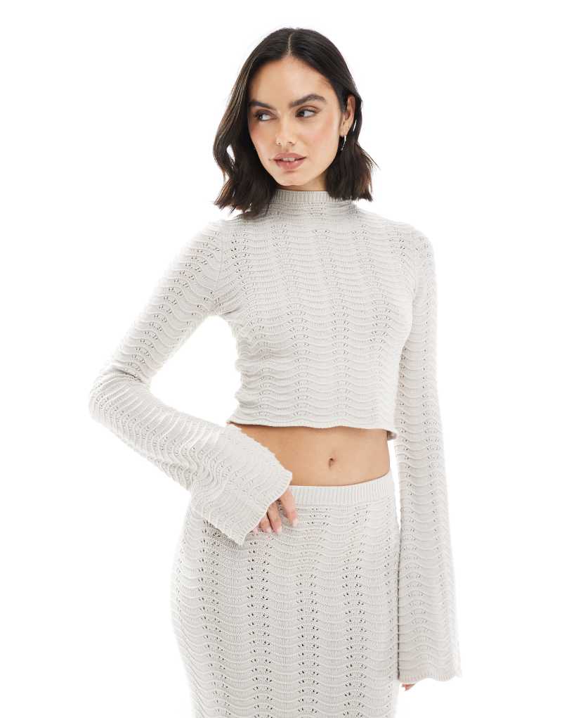 Bershka open knit top in sand - part of a set Bershka