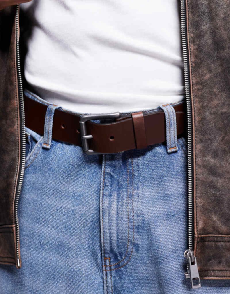 Boss Joris belt in dark brown BOSS Orange