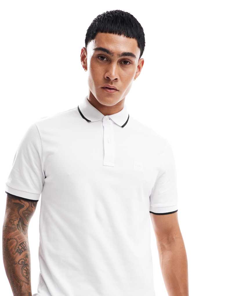 BOSS Orange Passertip polo shirt in white BOSS Orange