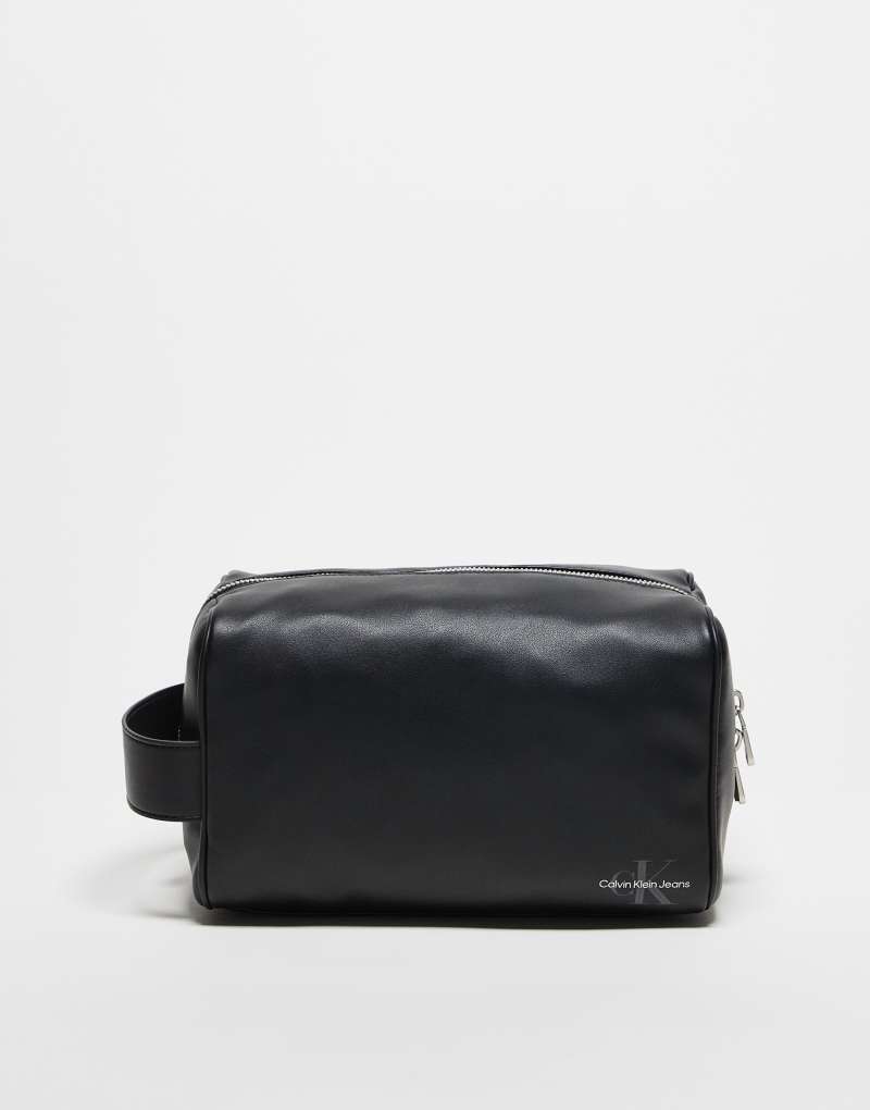 Calvin Klein Jeans logo washbag in black Calvin Klein