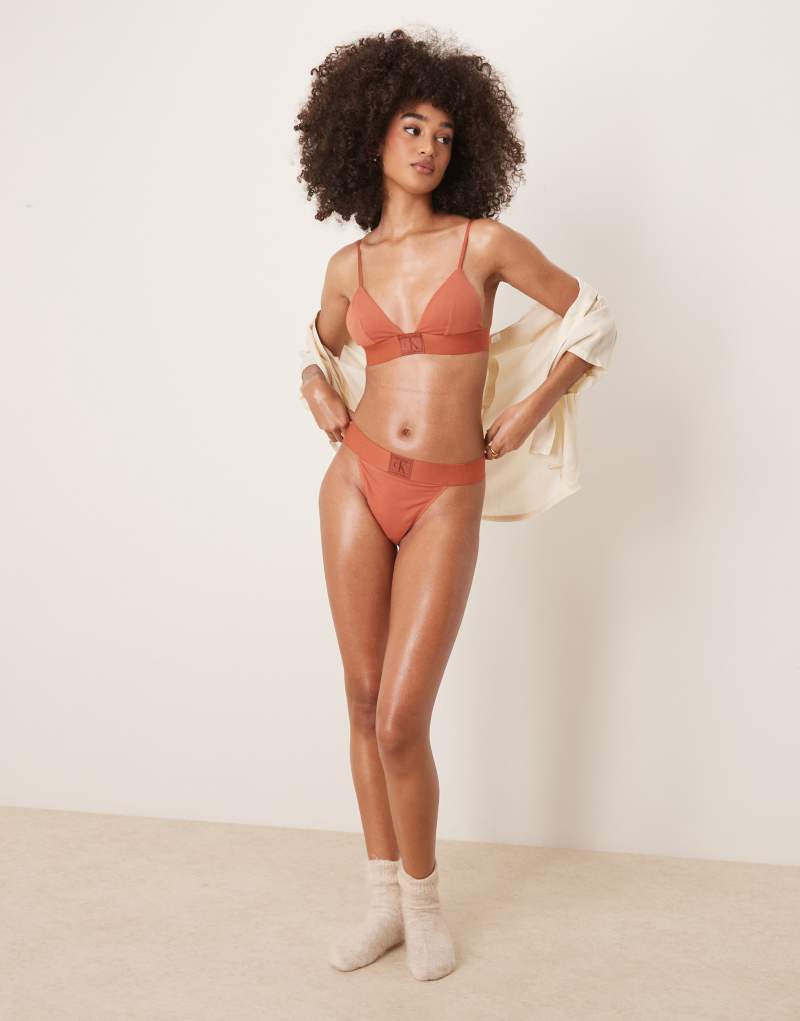 Calvin Klein CK 96 logo string tanga thong in orange Calvin Klein