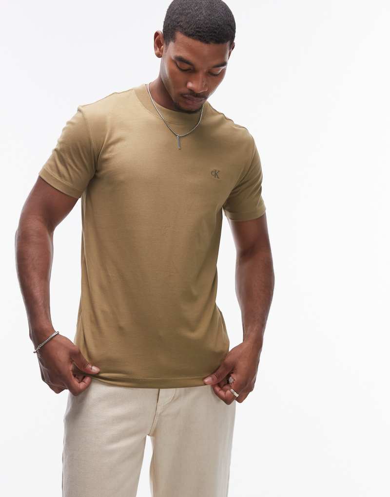 Calvin Klein Jeans premium heavyweight t-shirt in olive Calvin Klein