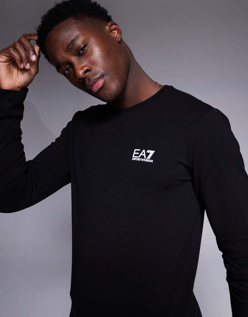 Armani EA7 long sleeve logo t-shirt in black EA7 Emporio Armani