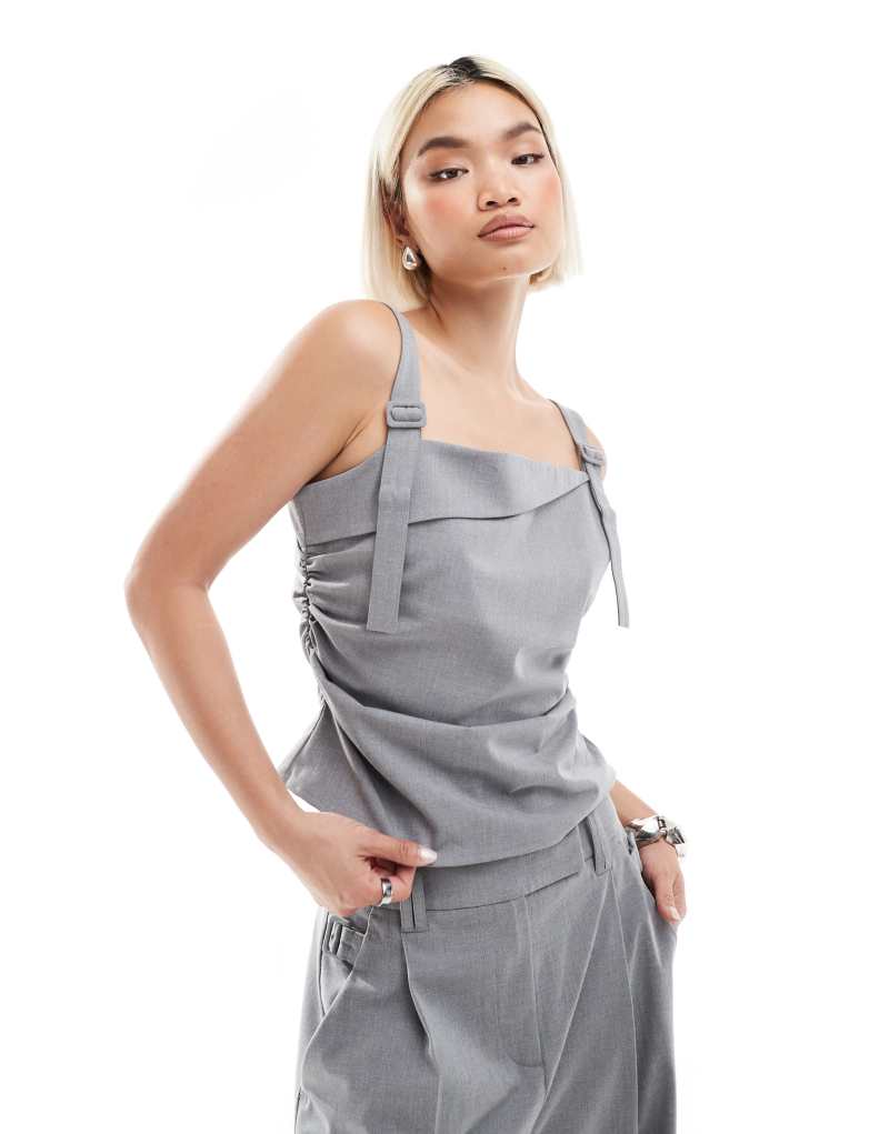 French Connection Franklin asymmetric tailored cami in gray - part of a set French Connection