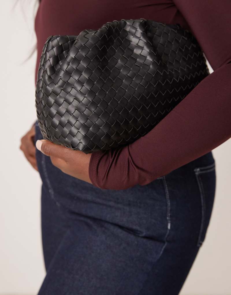 Glamorous woven clutch bag in black  Glamorous