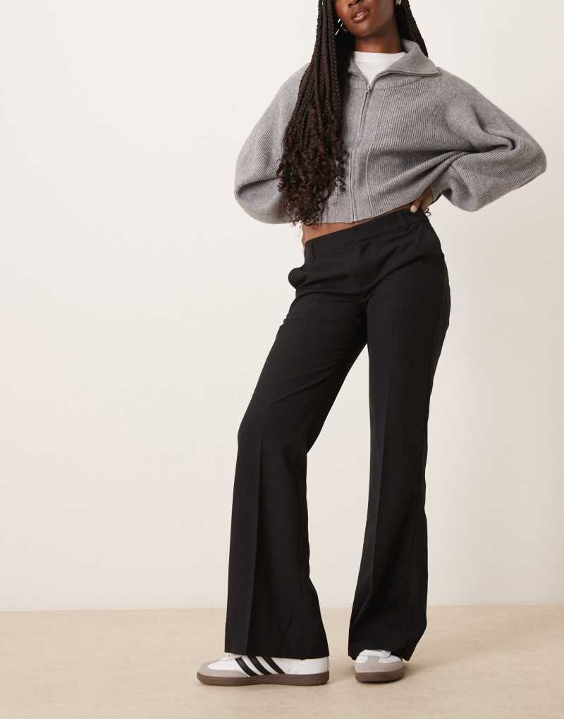 Gina Tricot tailored low waist relaxed bootcut pants in black Gina Tricot