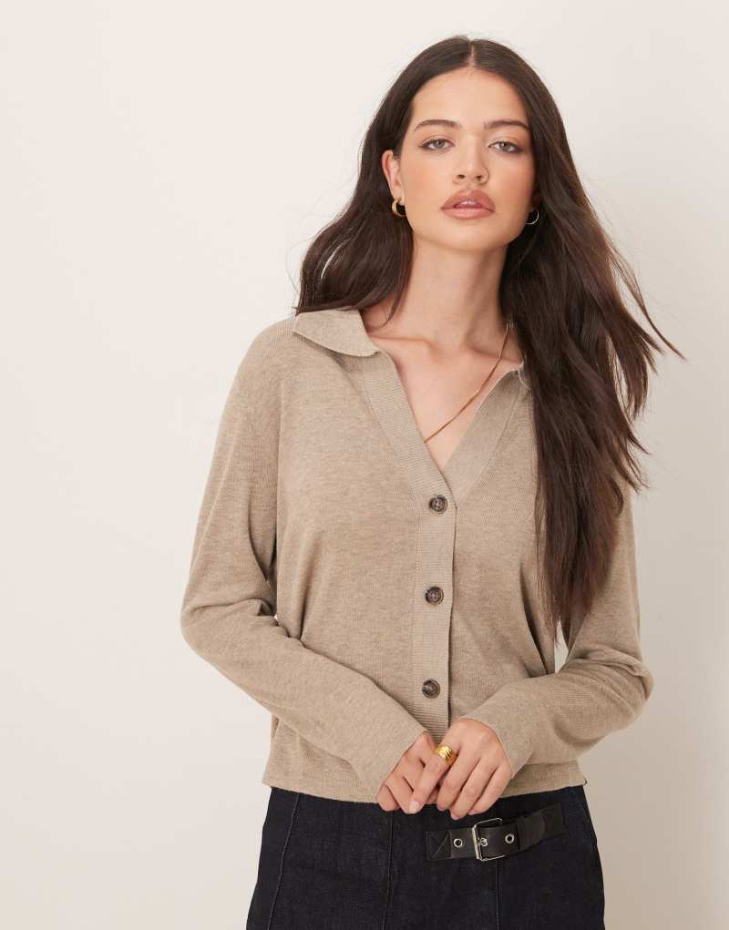 JDY v-neck collar cardigan in beige Jdy