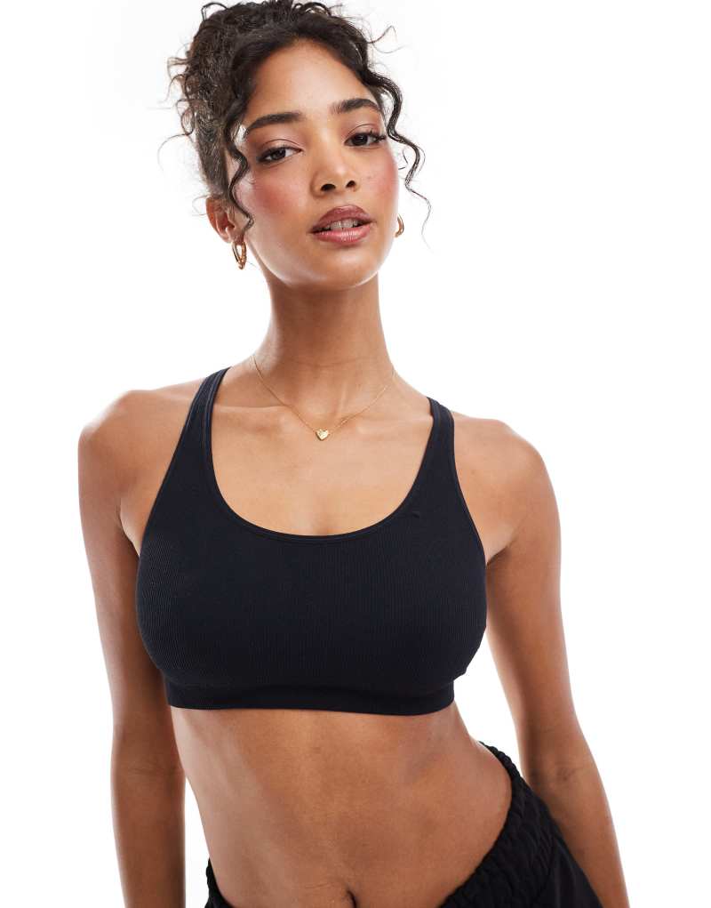 Lindex rib racerback bralette in black Lindex